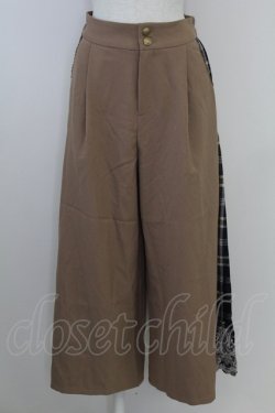 画像1: axes femme / チェック切替ワイドパンツ M キャメル T-25-09-21-043-AX-PA-SA-ZT