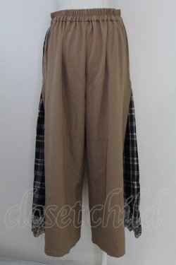 画像2: axes femme / チェック切替ワイドパンツ M キャメル T-25-09-21-043-AX-PA-SA-ZT