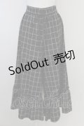 axes femme POETIQUE / 裾フリルチェックパンツ  黒Ｘ白 T-25-09-21-044-AX-PA-SA-ZI