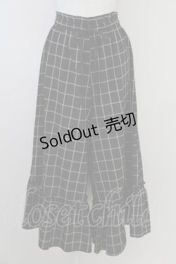 画像1: axes femme POETIQUE / 裾フリルチェックパンツ  黒Ｘ白 T-25-09-21-044-AX-PA-SA-ZI