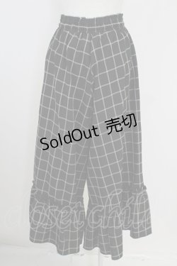 画像2: axes femme POETIQUE / 裾フリルチェックパンツ  黒Ｘ白 T-25-09-21-044-AX-PA-SA-ZI