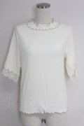 axes femme / 配色メロー袖レースプルオーバー  アイボリー T-25-09-21-005-AX-TO-SA-ZI