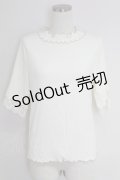 axes femme / 配色メロー袖レースプルオーバー  アイボリー T-25-09-21-005-AX-TO-SA-ZI
