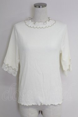 画像1: axes femme / 配色メロー袖レースプルオーバー  アイボリー T-25-09-21-005-AX-TO-SA-ZT
