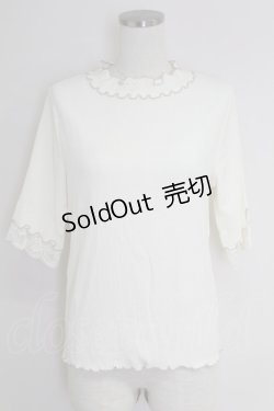 画像1: axes femme / 配色メロー袖レースプルオーバー  アイボリー T-25-09-21-005-AX-TO-SA-ZI