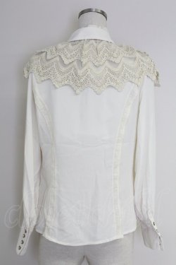 画像2: axes femme / レースケープ風リボン付きブラウス M 生成り T-25-09-21-006-AX-BL-SA-ZT