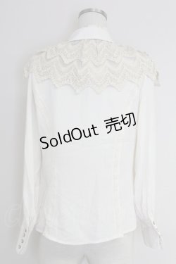 画像2: axes femme / レースケープ風リボン付きブラウス M 生成り T-25-09-21-006-AX-BL-SA-ZI