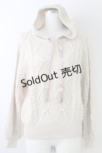 axes femme / ケーブル編みニットパーカー M ベージュ T-25-09-21-008-AX-TO-SA-ZI