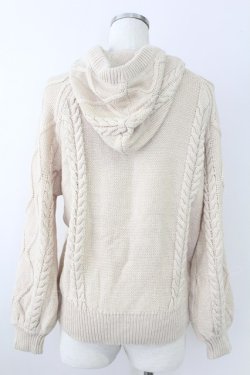 画像2: axes femme / ケーブル編みニットパーカー M ベージュ T-25-09-21-008-AX-TO-SA-ZT