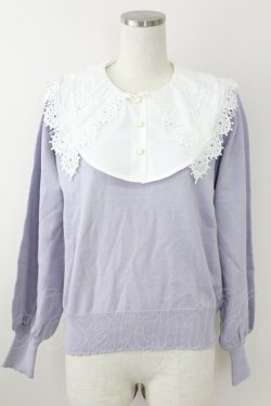 画像1: axes femme POETIQUE / レース襟付ニット Ｍ ラベンダー T-25-09-21-010-AX-TO-SA-ZT