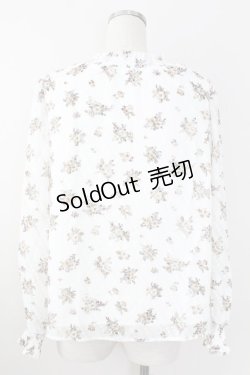 画像2: axes femme / ドビー花柄ハイネックブラウス  白 T-25-09-21-011-AX-BL-SA-ZI