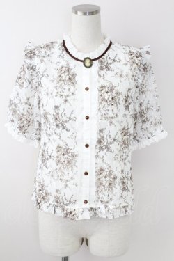 画像1: axes femme / ブーケ線画柄ドットドビーブラウス  白 T-25-09-21-012-AX-BL-SA-ZT