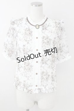 画像1: axes femme / ブーケ線画柄ドットドビーブラウス  白 T-25-09-21-012-AX-BL-SA-ZI