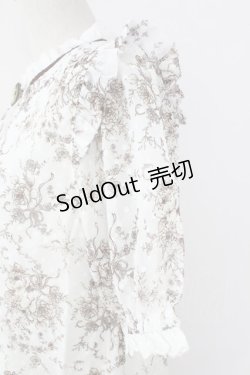 画像3: axes femme / ブーケ線画柄ドットドビーブラウス  白 T-25-09-21-012-AX-BL-SA-ZI