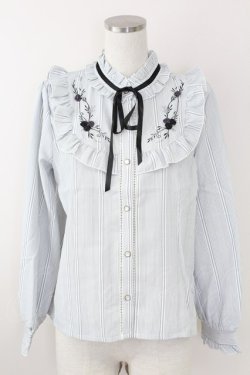 画像1: axes femme / サテンローズプチハイブラウス M グレー T-25-09-21-013-AX-BL-SA-ZT