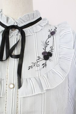 画像3: axes femme / サテンローズプチハイブラウス M グレー T-25-09-21-013-AX-BL-SA-ZT