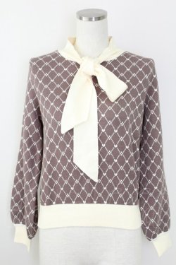 画像1: axes femme POETIQUE / ハートモノグラムニットプルオーバー M ブラウン T-25-09-21-014-AX-TO-SA-ZT