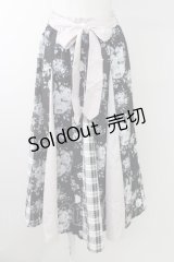 axes femme / 花柄×チェック柄切替スカート  黒Ｘピンク T-25-09-24-025-AX-SK-SA-ZT427