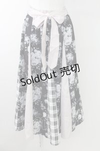 axes femme / 花柄×チェック柄切替スカート  黒Ｘピンク T-25-09-24-025-AX-SK-SA-ZT427