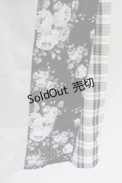 画像3: axes femme / 花柄×チェック柄切替スカート  黒Ｘピンク T-25-09-24-025-AX-SK-SA-ZT427