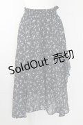 Ank Rouge / フラワー総柄シフォンロングスカート  黒Ｘグレー T-25-09-24-027-CA-SK-SA-ZT427