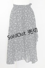 Ank Rouge / フラワー総柄シフォンロングスカート  黒Ｘグレー T-25-09-24-027-CA-SK-SA-ZT427