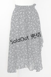 Ank Rouge / フラワー総柄シフォンロングスカート  黒Ｘグレー T-25-09-24-027-CA-SK-SA-ZT427