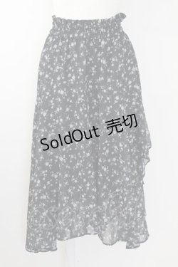 画像1: Ank Rouge / フラワー総柄シフォンロングスカート  黒Ｘグレー T-25-09-24-027-CA-SK-SA-ZT427