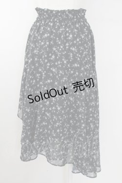 画像2: Ank Rouge / フラワー総柄シフォンロングスカート  黒Ｘグレー T-25-09-24-027-CA-SK-SA-ZT427