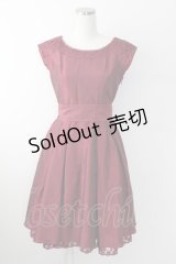 axes femme / レース切り替えドレス  ボルドー T-25-09-24-004-AX-OP-SA-ZT423