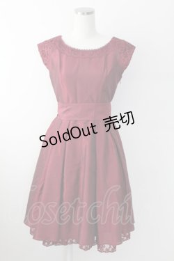 画像1: axes femme / レース切り替えドレス  ボルドー T-25-09-24-004-AX-OP-SA-ZT423