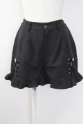 Ank Rouge / 裾ビジューリボンレースアップショートパンツ  黒 T-25-09-24-032-CA-PA-SA-ZT405