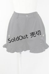 Ank Rouge / 裾ビジューリボンレースアップショートパンツ  黒 T-25-09-24-032-CA-PA-SA-ZT405