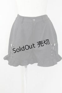 Ank Rouge / 裾ビジューリボンレースアップショートパンツ  黒 T-25-09-24-032-CA-PA-SA-ZT405