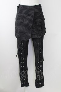Candy Stripper / LACE UP LAYERED PANTS 2 黒Ｘ白 T-25-09-24-033-PU-PA-SA-ZT405
