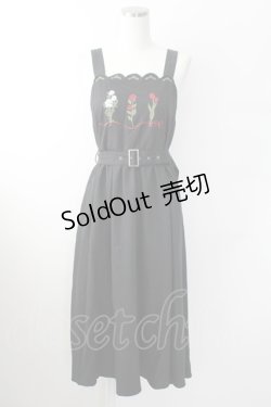 画像1: axes femme / リボンフラワー刺繍ジャンスカ  黒 T-25-09-24-005-AX-OP-SA-ZT423