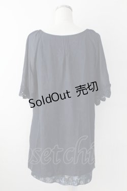 画像2: axes femme / リリー柄重ね着風チュニック  ネイビー T-25-09-24-001-AX-OP-SA-ZT423