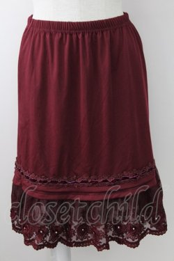 画像1: axes femme / 起毛レースペチスカート  ボルドー T-25-09-24-019-AX-SK-SA-ZT