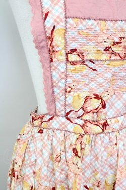 画像5: PINK HOUSE / うさぎチェック柄エプロン風ジャンパースカート  ピンク T-25-09-26-002-LO-OP-SA-ZT