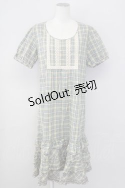 画像1: 【SALE】PINK HOUSE / マドラスチェック半袖ワンピース  グリーン T-25-09-26-003-LO-OP-SA-ZT324