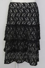 INGEBORG / レース重ねスカート 11 ブラック×キナリ T-25-09-26-031-LO-SK-SA-ZT441
