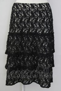 INGEBORG / レース重ねスカート 11 ブラック×キナリ T-25-09-26-031-LO-SK-SA-ZT441