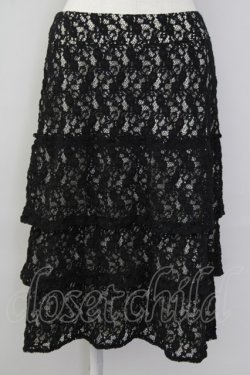 画像1: INGEBORG / レース重ねスカート 11 ブラック×キナリ T-25-09-26-031-LO-SK-SA-ZT