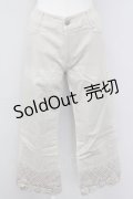 【SALE】INGEBORG / 裾ニットカメリアモチーフパンツ L アイボリー T-25-09-26-033-LO-PA-SA-ZT441