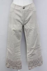 INGEBORG / 裾ニットカメリアモチーフパンツ L アイボリー T-25-09-26-033-LO-PA-SA-ZT441