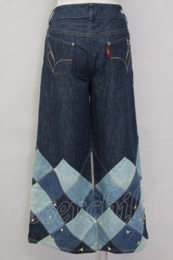 画像2: INGEBORG / 裾パッチワーク&刺繍パンツ L インディゴ T-25-09-26-037-LO-PA-SA-ZT