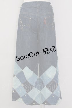 画像2: INGEBORG / 裾パッチワーク&刺繍パンツ L インディゴ T-25-09-26-037-LO-PA-SA-ZT