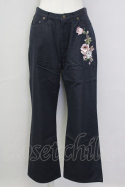 画像1: INGEBORG / 薔薇刺繍パンツ LL 黒Ｘピンク T-25-09-26-040-LO-PA-SA-ZT