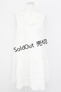 画像1: 【SALE】PINK HOUSE / 襟ぐりリボン水玉ノースリーブワンピース  ホワイト×ベージュ T-25-09-26-005-LO-OP-SA-ZT443