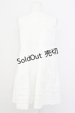 画像2: 【SALE】PINK HOUSE / 襟ぐりリボン水玉ノースリーブワンピース  ホワイト×ベージュ T-25-09-26-005-LO-OP-SA-ZT443